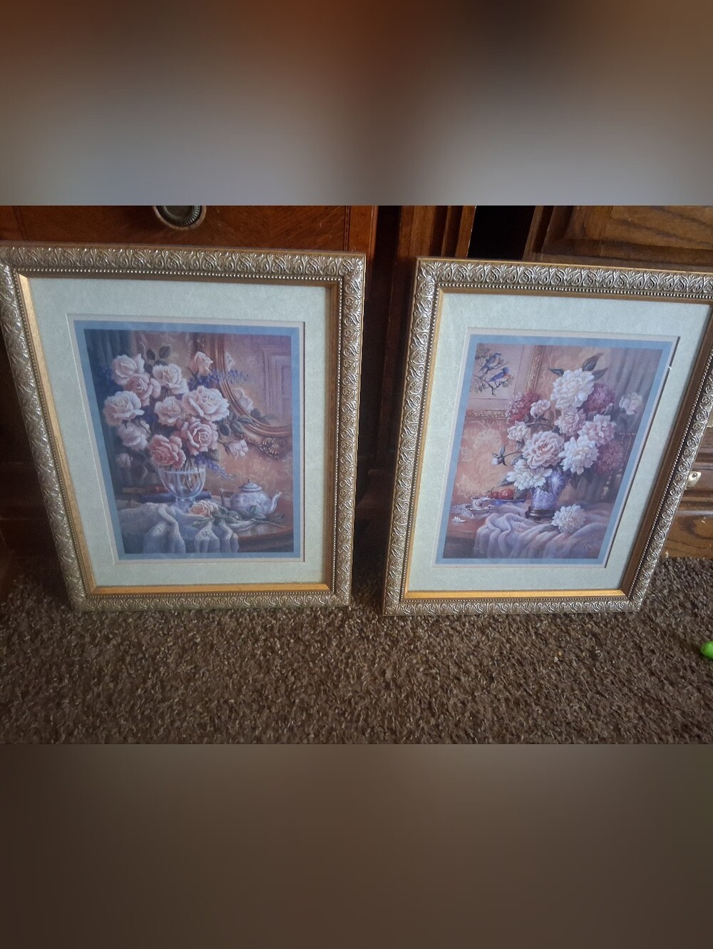 Floral Still Life Framed Wall Art - Gold Frame, Unbranded